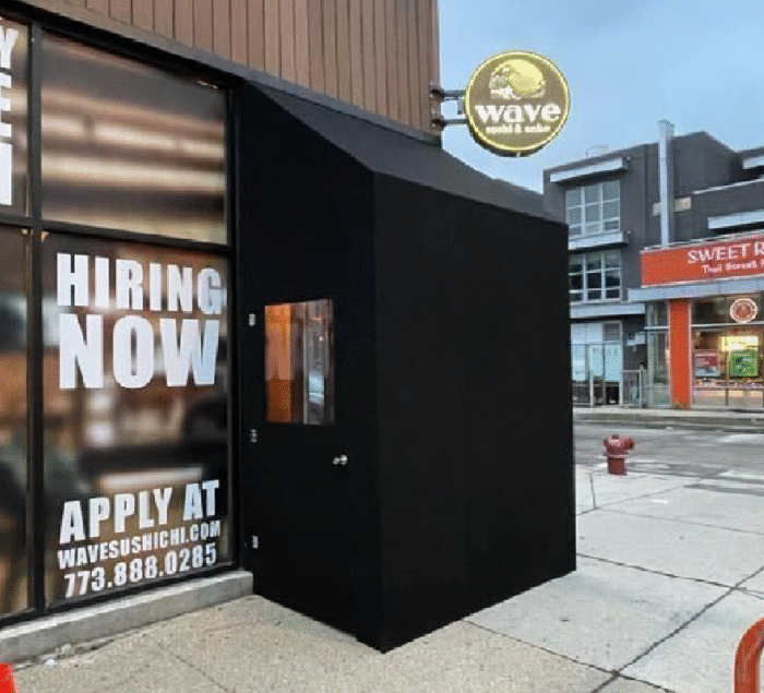 Vestibules installed at Dave Sushi in Chicago by SignFreaks, showcasing custom entrance solutions.